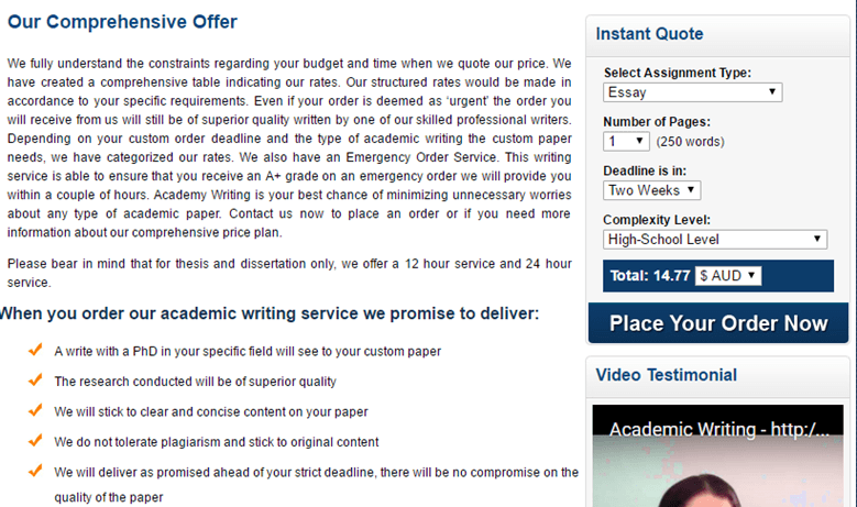 AcademicWriting.com.au prices