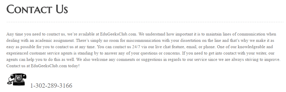EduGeeksClub.com customer service