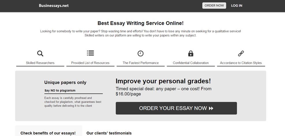 Essays.Businessays.net services