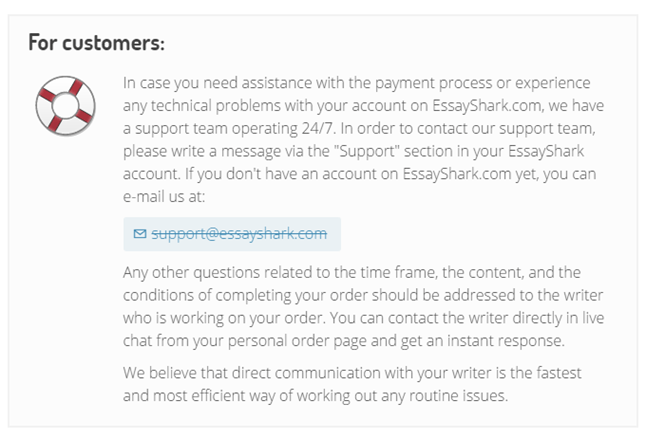 EssayShark.com customer service