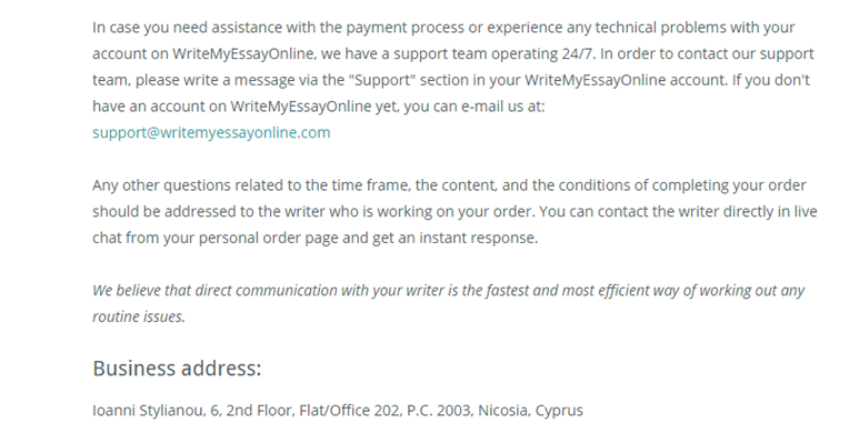WriteMyEssayOnline.com customer service