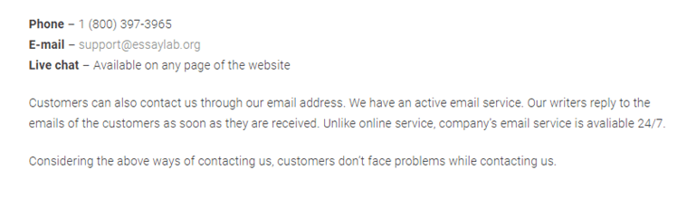 EssayLab.org customer service
