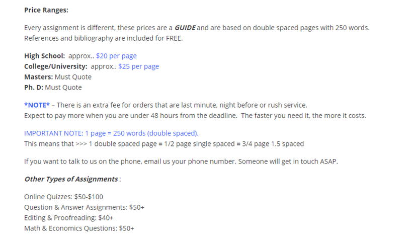 ehomework.ca prices