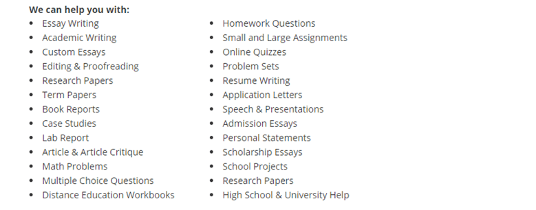 ehomework.ca services