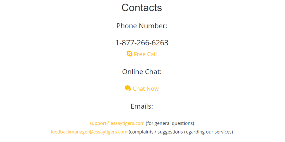 essaytigers.com customer service