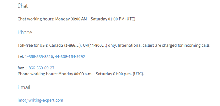 writing-expert.com customer service