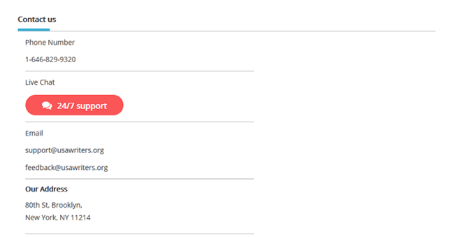 usawriters.org customer service