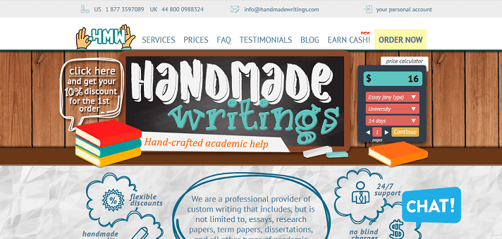 handmadewritings.com website