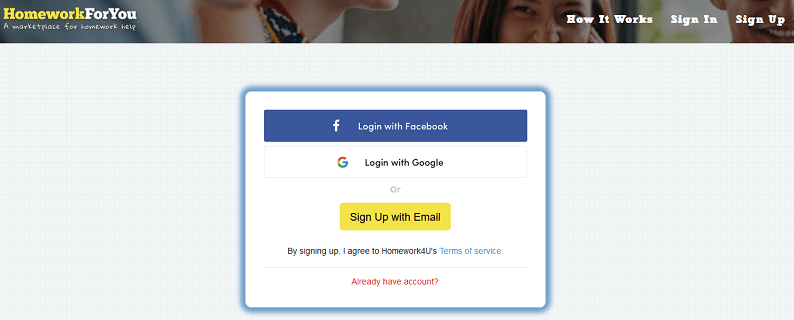 homeworkforyou.com sign-up