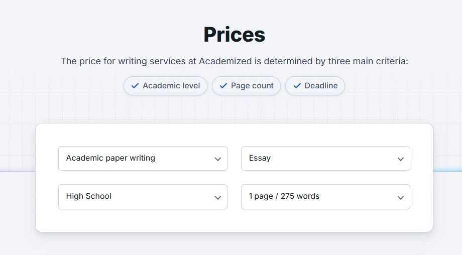 Academized.com prices